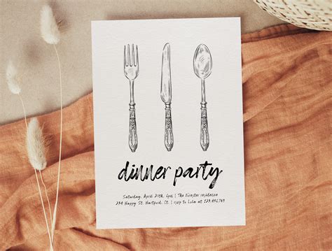 dinner party invitation template dinner party digital invitation