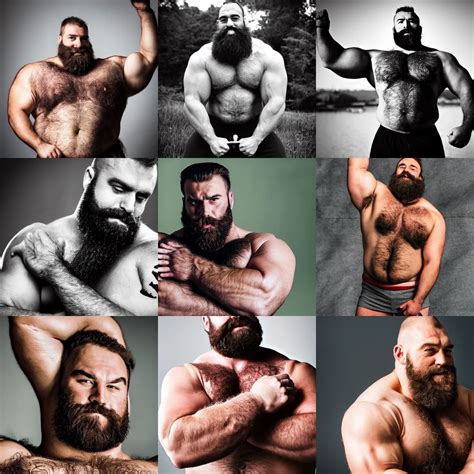 jolly muscle bear hairy burly strongman with a thick | Stable Diffusion