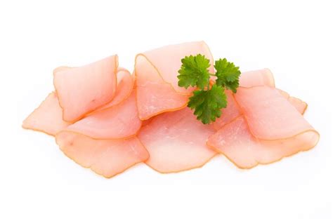 Premium Photo | Sliced ham isolated on white surface, top view.