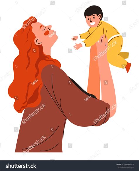 Mom Throwing Catching Son Playing Toddler Stock Vector (Royalty Free