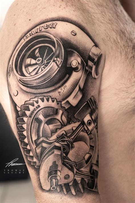 Car piston and turbo tattoo by thomaz cauchi – Artofit