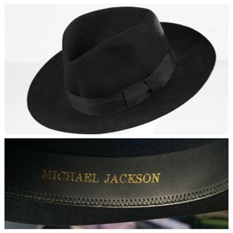 MJ Michael Jackson Black Collection Wool Fedora Hat Cap with Name for ...