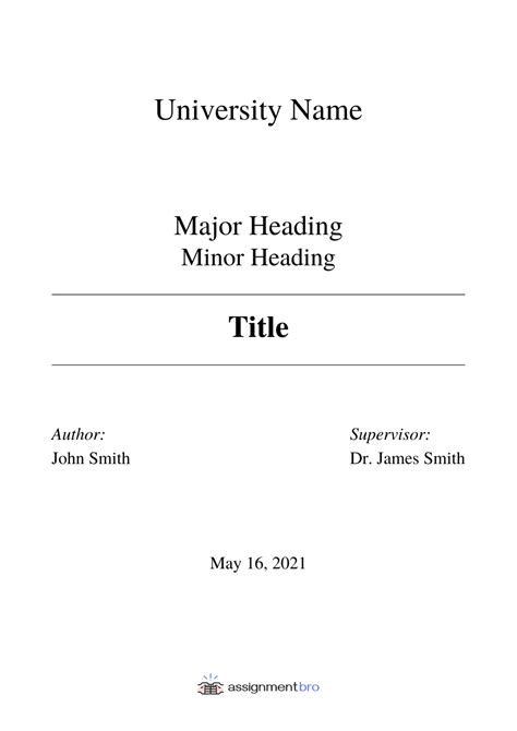 cover page  assignment guide assignmentbro