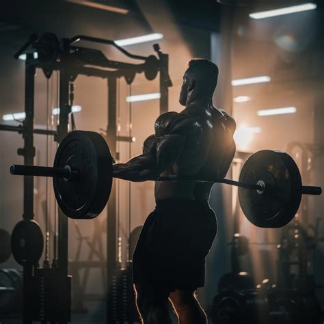 premium photo muscular man lifting weights   gym