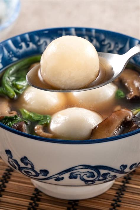 Eating Big Tangyuan Yuanxiao with Savory Soup in Taiwan Stock Photo ...