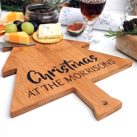 Personalised Christmas Tree Shaped Wooden Board - A festive wooden ...