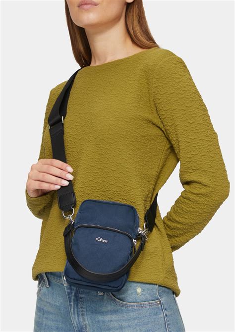 Mobile phone bag with a detachable shoulder strap - petrol | s.Oliver