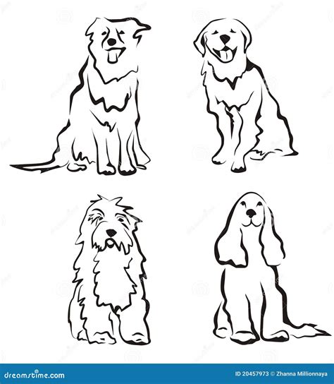 Dogs set of silhouettes stock vector. Illustration of smiling - 20457973