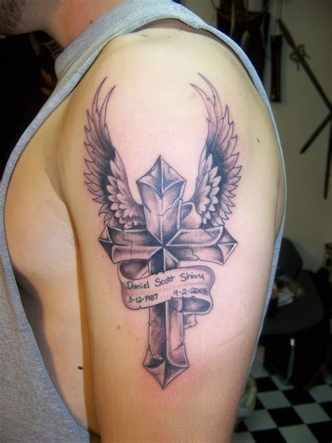 tattoo cross and wings