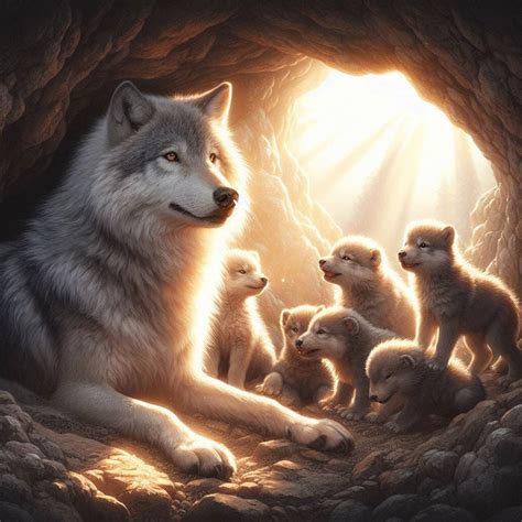 Mother Wolf and Pups by dinosaurman217 on DeviantArt