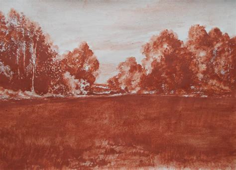 Картина «Пейзаж сангиной 2 Sanguine landscape 2» Бумага, Сангина 1999 г.