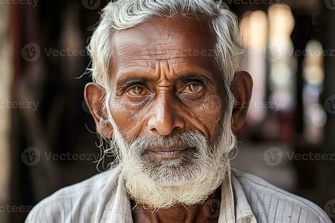 An old Indian man with a white beard and mustache. AI Generated