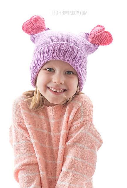 Knitting Patterns Galore - Double Heart Pom Hat