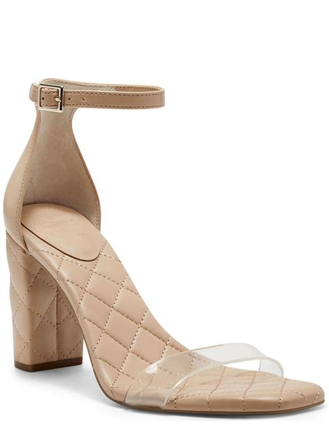 INC Womens Beige Padded Quilted Transparent Adjustable Strap Ankle
