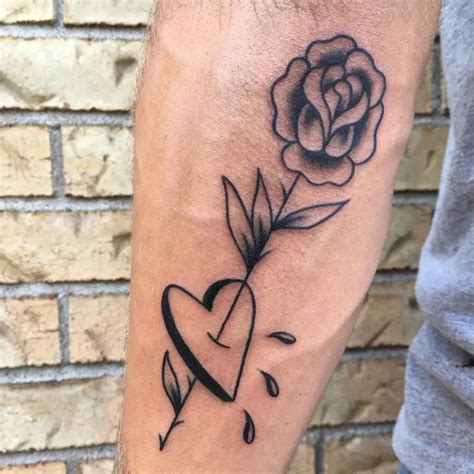 Heart And Rose Tattoo