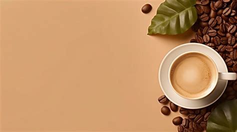 Premium AI Image | Coffee latte and coffee beans and coffee leaves