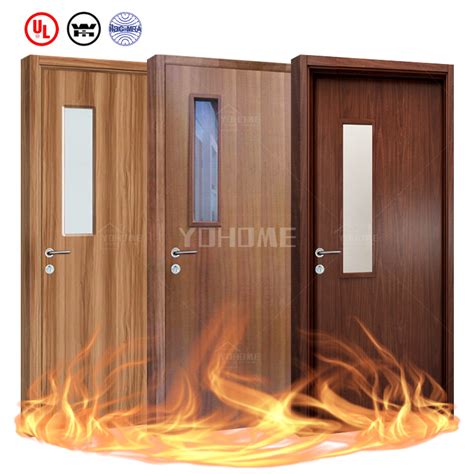 China Top Manufacturer Custom Walnut Fire Door Clear Glass UL Standard ...