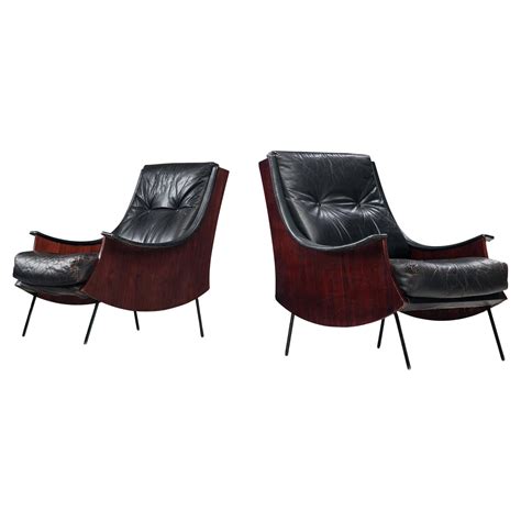 Italian Modern Carlo de Carli Lounge Chair and Ottoman in Walnut and