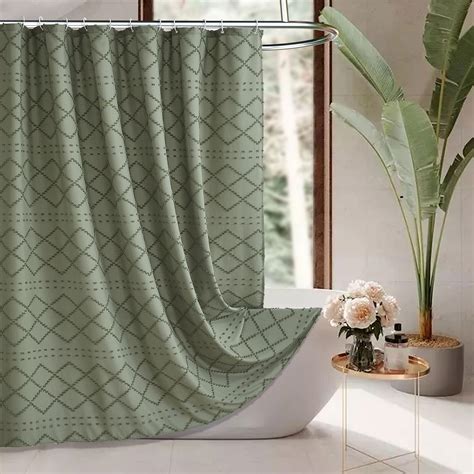Sage Green Shower Curtain Sage Green Leaves Monchromatic Print Shower