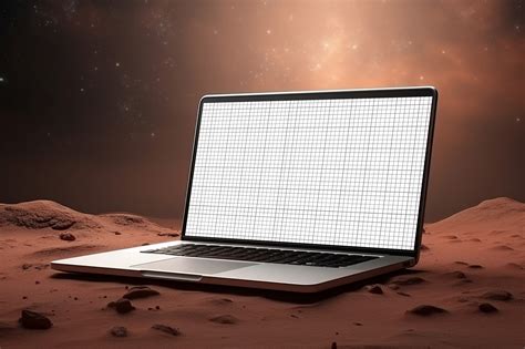 Laptop Mockup on Planet Surface in Space - Mockup Daddy