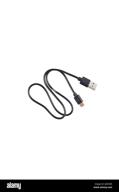 Close-up of a USB cable with standard A and micro-USB standard B ...