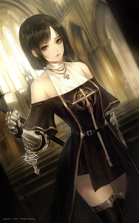 legs, nuns, anime girls, cross, nun outfit | 1218x1950 Wallpaper