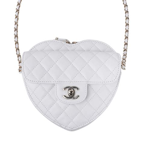 Chanel Heart Bag 2022 SS White Gold Hardware Limited Edition New