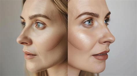 Premium Photo | Side profile of a woman before and after rhinoplasty