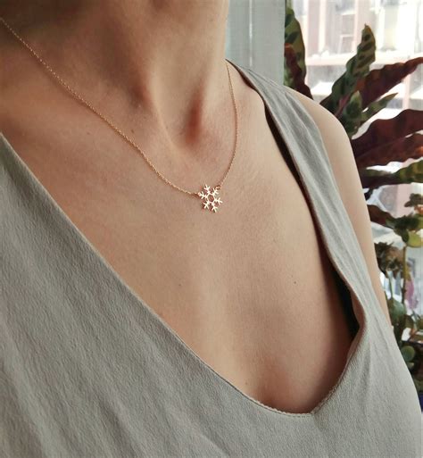 Snowflake Necklace Gold Snowflake Necklace Friendship - Etsy