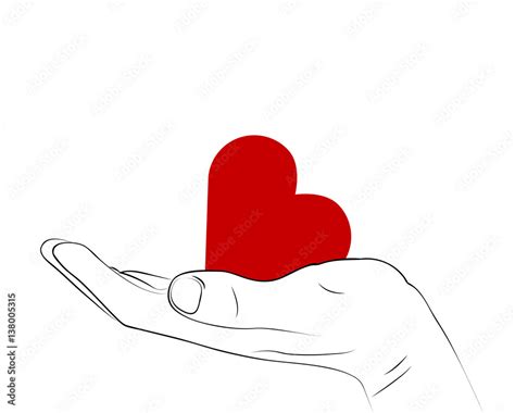 Vetor de cuore rosso nel palmo della mano disegno vettoriale do Stock ...