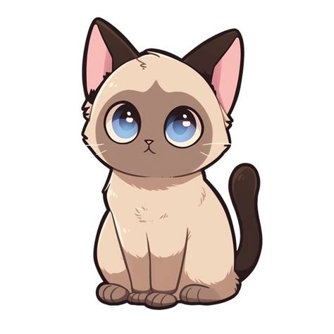 Cute Kawaii Siamese Cat Sticker | Kitten drawing, Kawaii cat drawing, Cute cat drawing