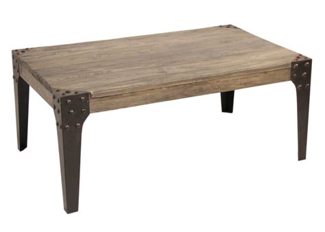 Domus Rustic Country Coffee Table-Natural Wood with Vintage Style Metal ...