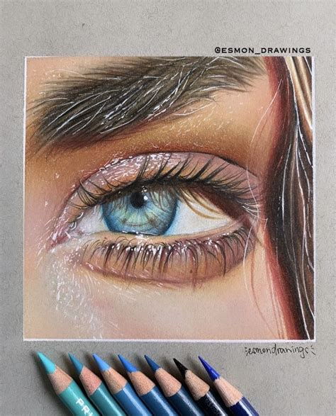 Ocean Eyes Drawing with Color Pencils