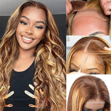 Amazon.com: haha Wear and Go Glueless Wig Human Hair P4/27 Ombre