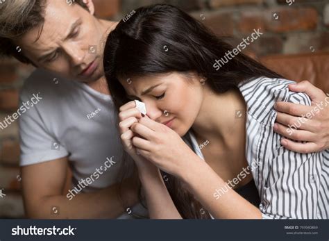 Young Man Comforting Crying Sad Woman Stock Photo 793940869 | Shutterstock