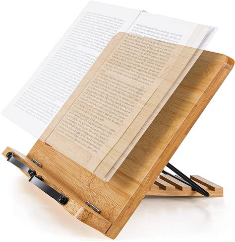 myfurnideal bamboo book stand foldable reading book holder cookbook book holder