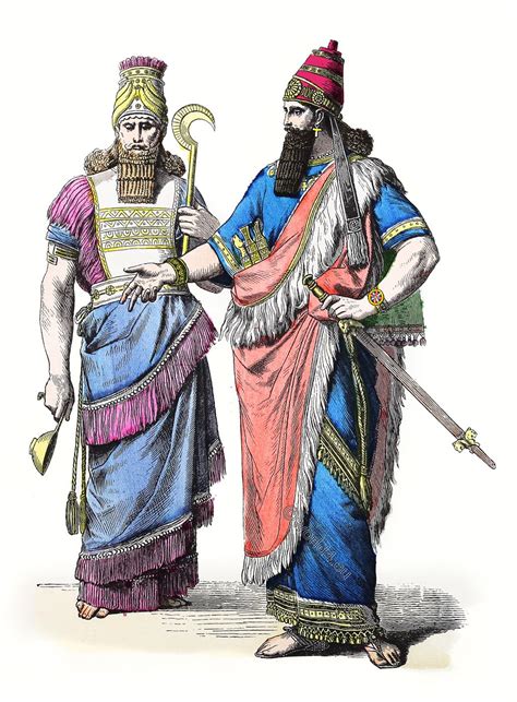 Assyrian, Babylonian costume history. Mesopotamia.