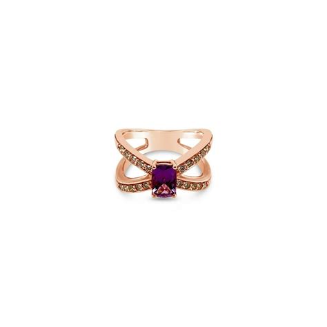 LeVian Creme Brulee Ring Amethyst Nude Diamonds 14K Strawberry Gold For