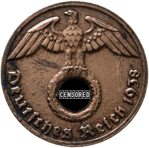 Монета Германия (Третий рейх) 1 рейхспфенниг "G" 1938 стоимостью 450 руб.