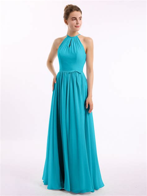 Long Halter Chiffon Dresses with Open Back Jade Plus Size – BABARONI