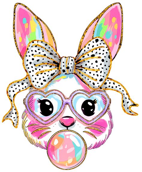 Iridescent Bubble Bunny In Bright Pink And Green DTF (direct-to-film