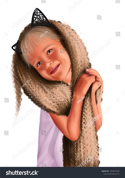 Little Girl Happy Smile Portrait Stock Illustration 1953873940 ...
