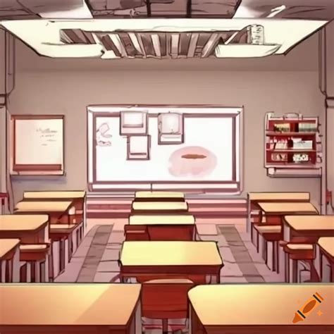 Anime-style illustration of a classroom scene on Craiyon