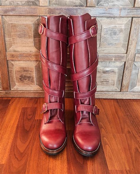 THOMPSON Oxblood Leather TANKER Tall Boots. - Etsy