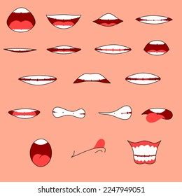 Various Cartoon Mouth Expressions When Talking Stock Illustration ...