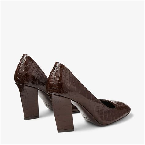 Farren 85 | Chocolate Croc Embossed Leather | JIMMY CHOO