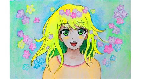 Уроки рисования. Как нарисовать весеннюю девочку АНИМЕ How To Draw Girl ...