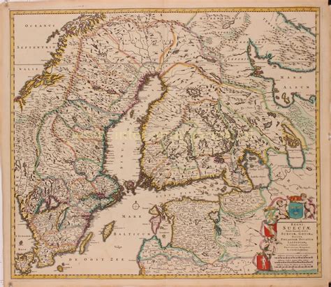 old map Swedish Empire 17th century original engraving