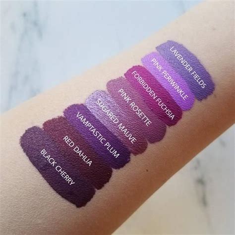 purple lipstick swatches