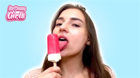 Natalia from Russia eating and licking Popsicle ASMR | Ice Cream Girls